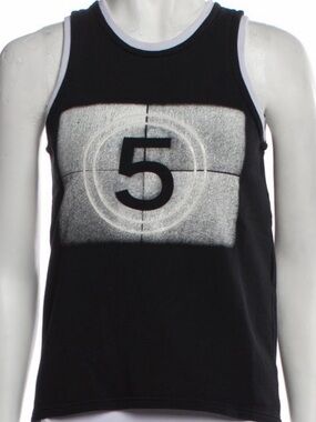 Authentic CHANEL Black Tank Top with White Graphic '5'